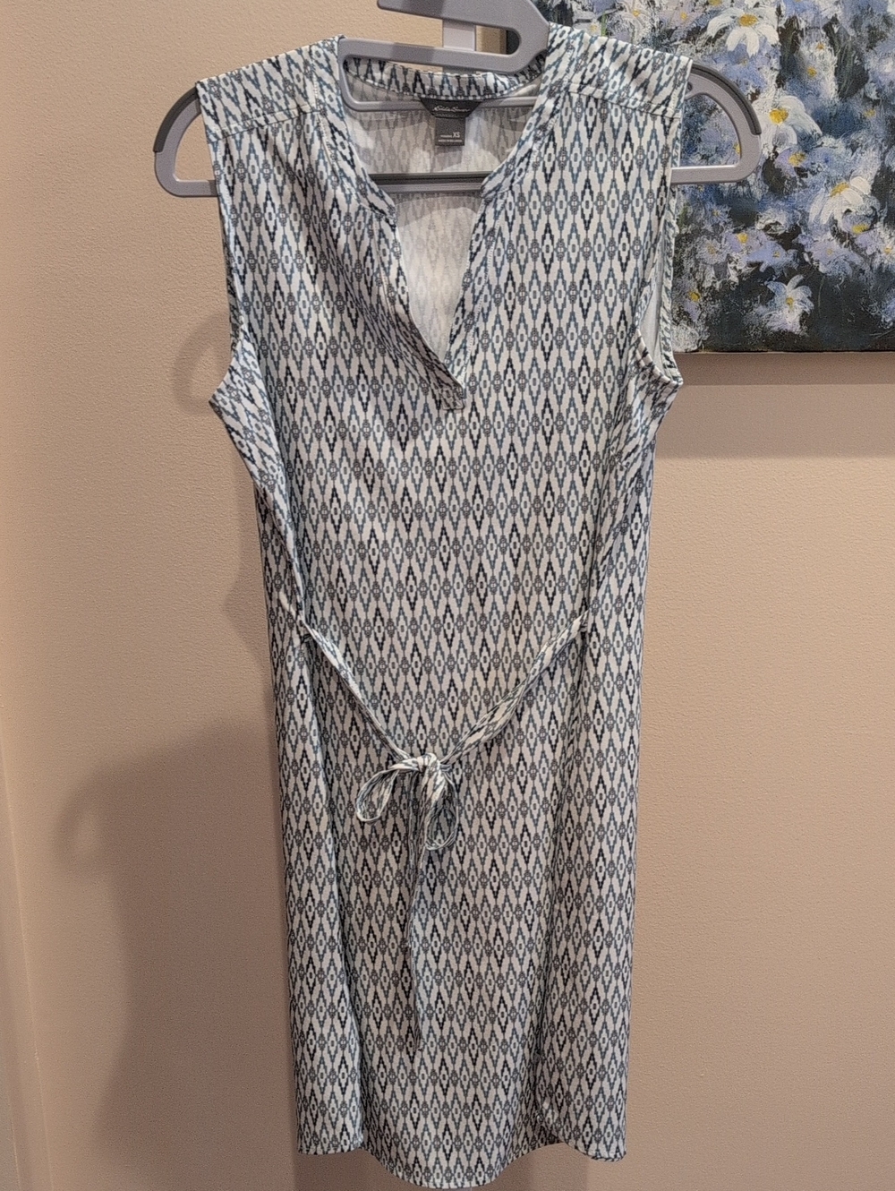 Eddie Bauer Sleeveless Dress With Blue Designs